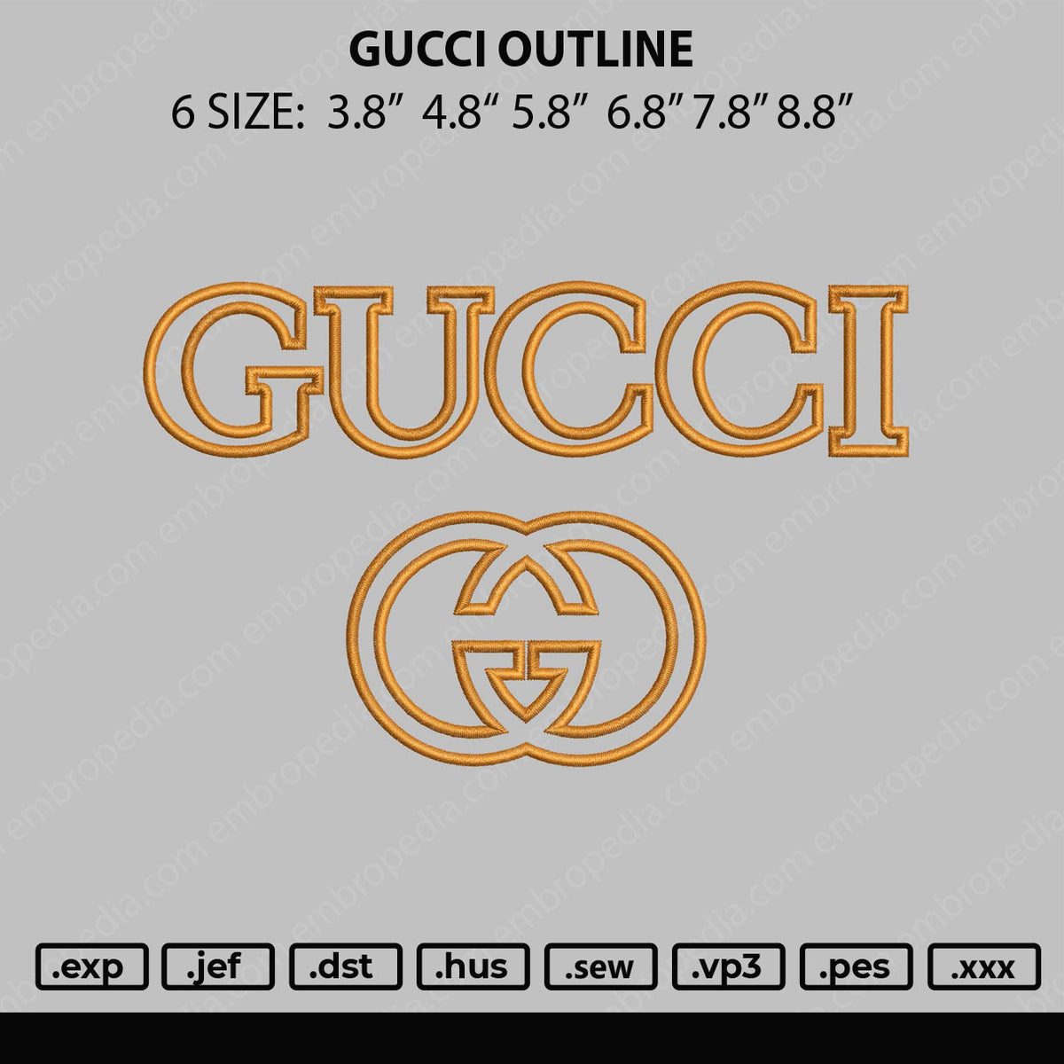 Gucci Logo Embroidery Design  Gucci Machine Embroidery Design Pattern