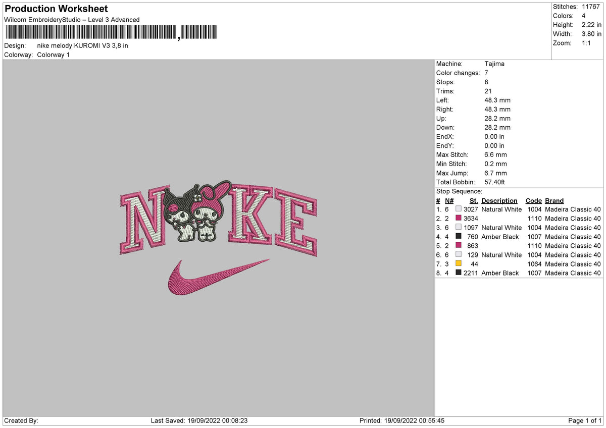 Nike Melody Kuromi V3 Embroidery File 5 sizes – Embropedia