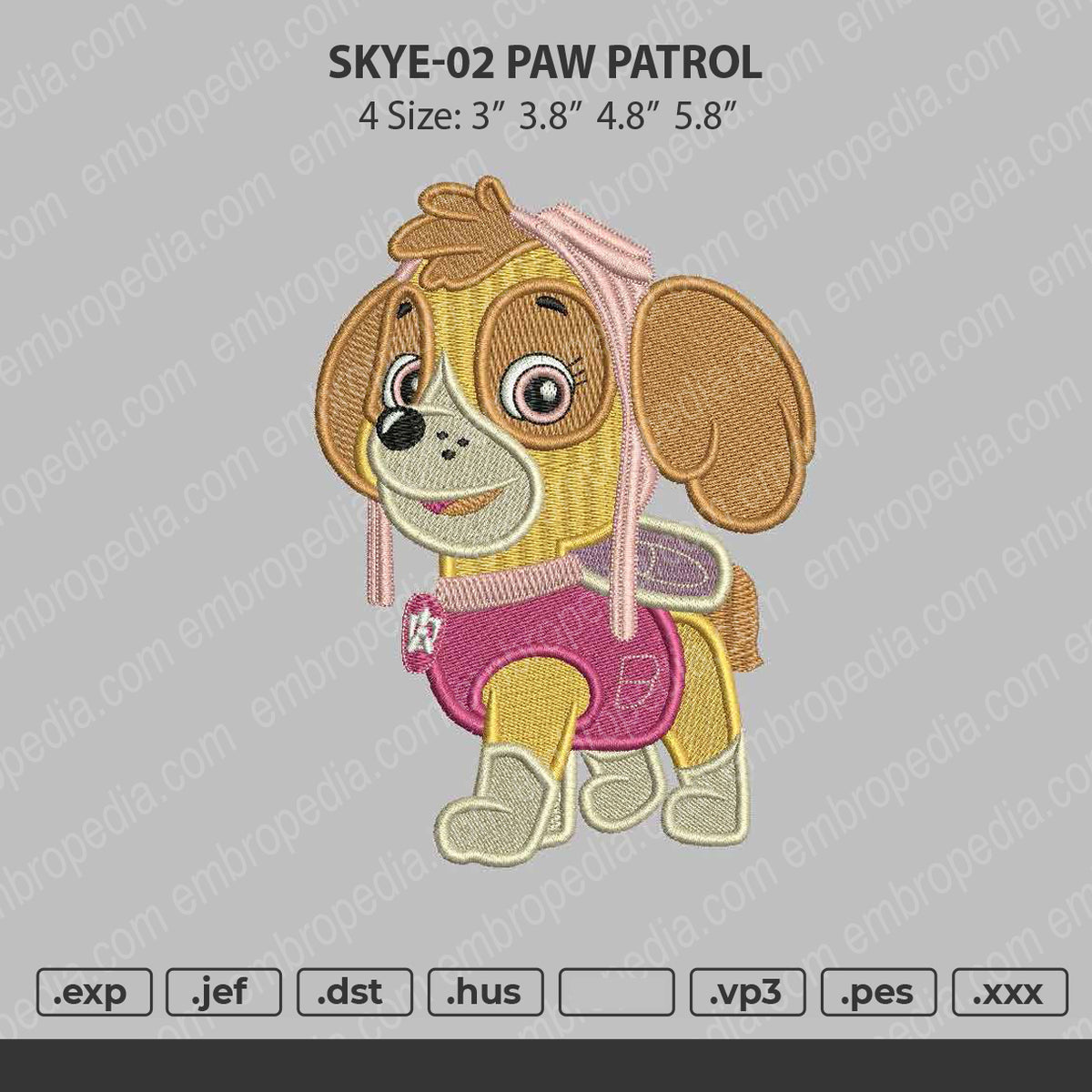 Paw Patrol Logo Embroidery Design, 5 sizes