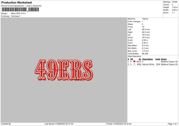 SF 49ers Embroidery Design ⋆ 6 sizes included ⋆ Blu Cat Red Dog