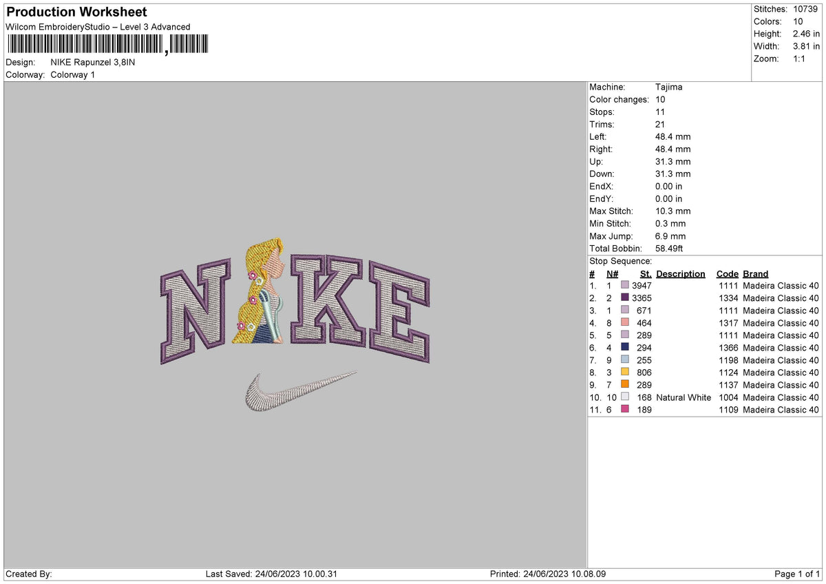 Nike Rapunzel Embroidery File 6 sizes – Embropedia