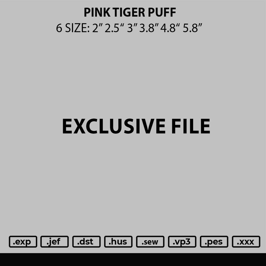 Pink Tiger Embroidery File 6 sizes – Embropedia
