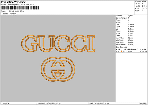 Gucci logo embroidery design