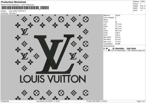 Louis Vuitton Flower Pattern Embroidery File Design Pattern Dst Pes Jef Exp